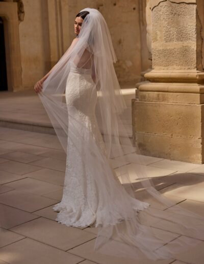 Morilee style, Hollis, a fitted boho wedding dress with straps
