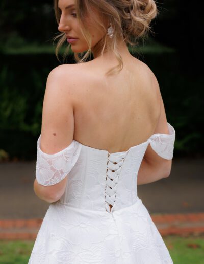 Essa bridal gown, Belle, full lace gown with corset bodice