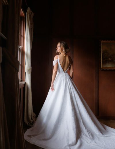 Vivienne Essa Bridal gown, full lace with low back, zip up with buttons