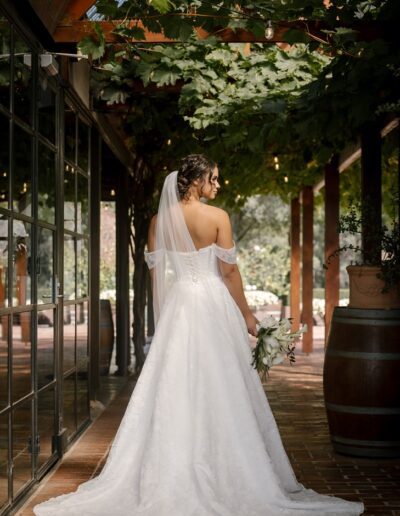 Strapless lace wedding dress perfect for a winery wedding