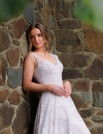 Clarissa by Essa, fully lace ivory/blush wedding dress