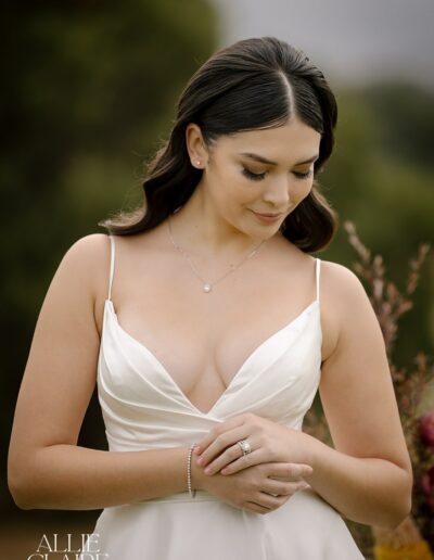 Satin wedding dress perfect for winery wedding, Sienna by Essa