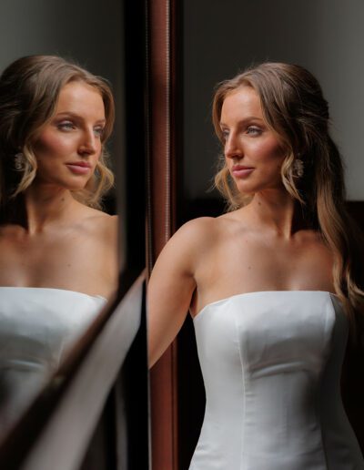 Full satin gown, straight neckline, A-line skirt, gorgeous simple satin