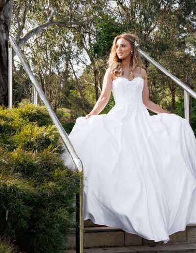 Satin and lace wedding dress, gorgeous bridal gown with lace up back