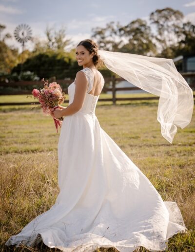 Strapless lace wedding dress perfect for a winery wedding