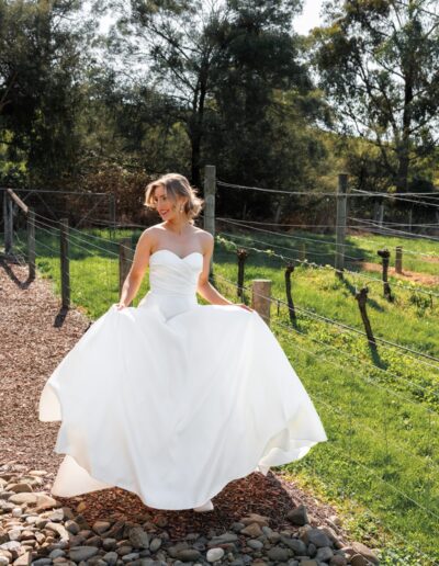 Strapless satin wedding dress, with pocket, Essa label, bridal inspiration