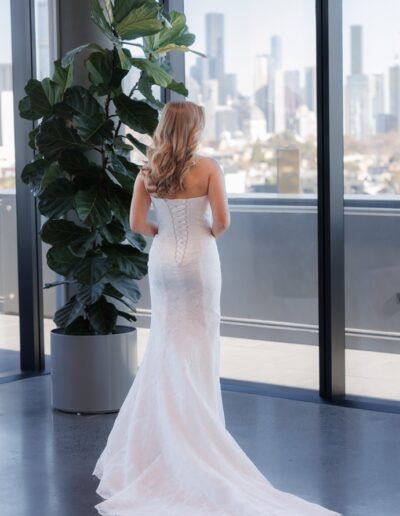 Lace wedding dress strapless