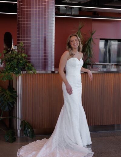 Strapless lace wedding dress