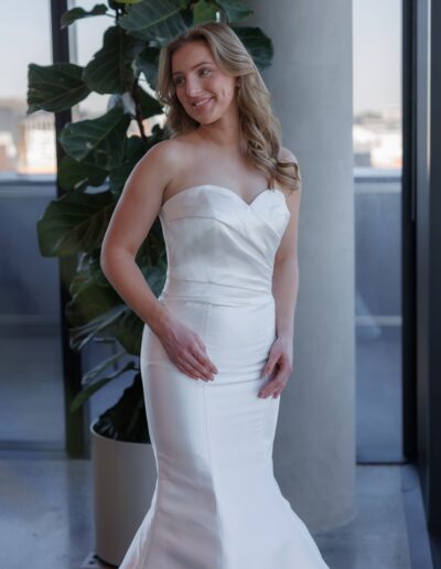 Mikado fit and flare wedding dress